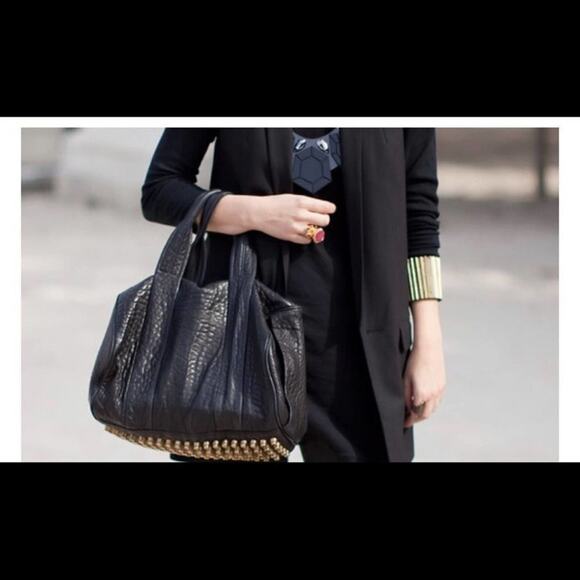 Alexander Wang Black Shoulder Bag with Gold Accents - Picture 1 of 11